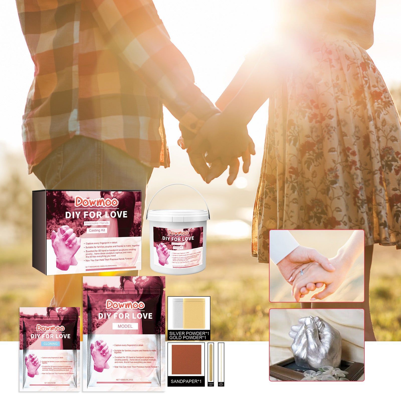 Create Romantic Handmade Souvenir for Couples, Personalized 3D Hand Model Gift ,1set