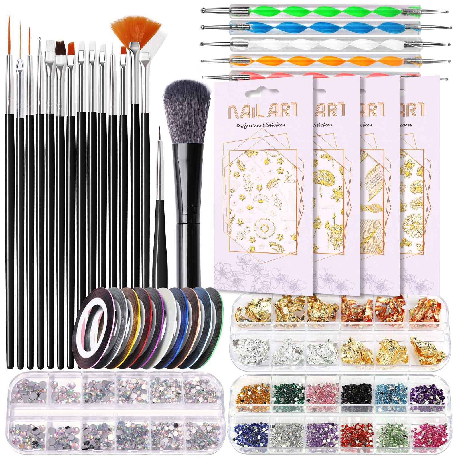 Nail Art Brushes Kit Professional Complete Nail Art Painting Decorative Tool Set