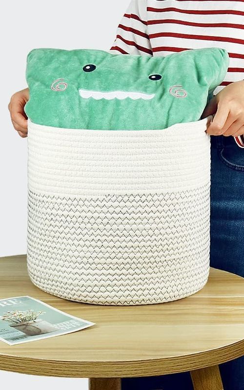 Mini Woven Jute Cotton Rope Plant Storage Basket for Home