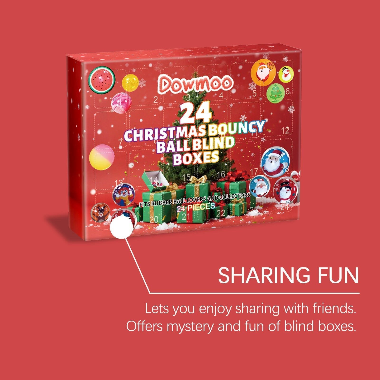 Christmas Blind Box Bouncy Balls, Holiday Gift for Kids & Adults, Fun Collectible Toys ,24pieces