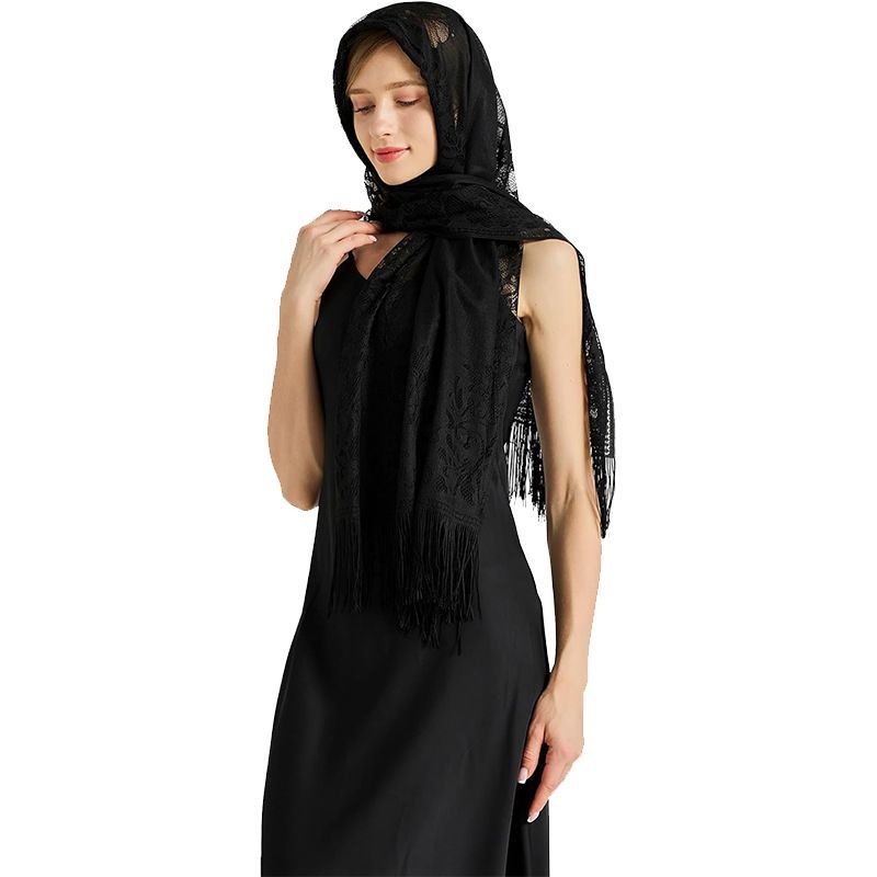 Black Lace Shawl Wrap for Women Bridal Wedding Evening Dress
