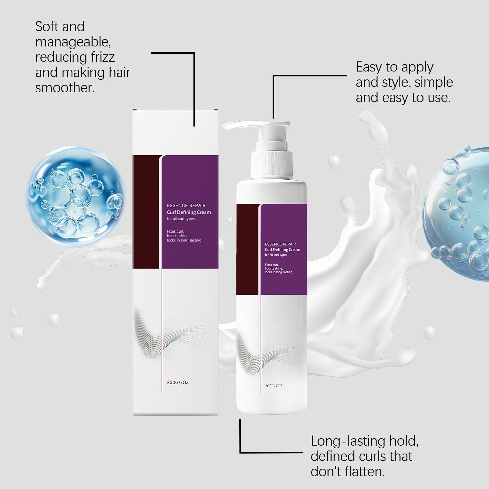Curl Defining Cream Frizz Control for Bouncy Curls 200g