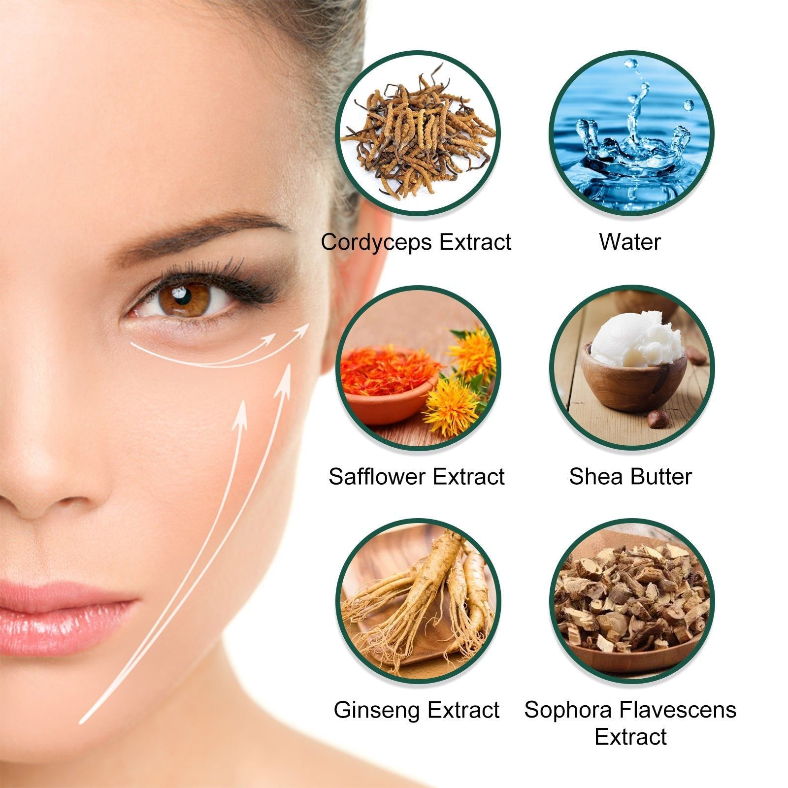 Cordyceps Eye Cream, Fade Eye Lines, Brighten & Hydrate, Anti-Aging Solution ,30g