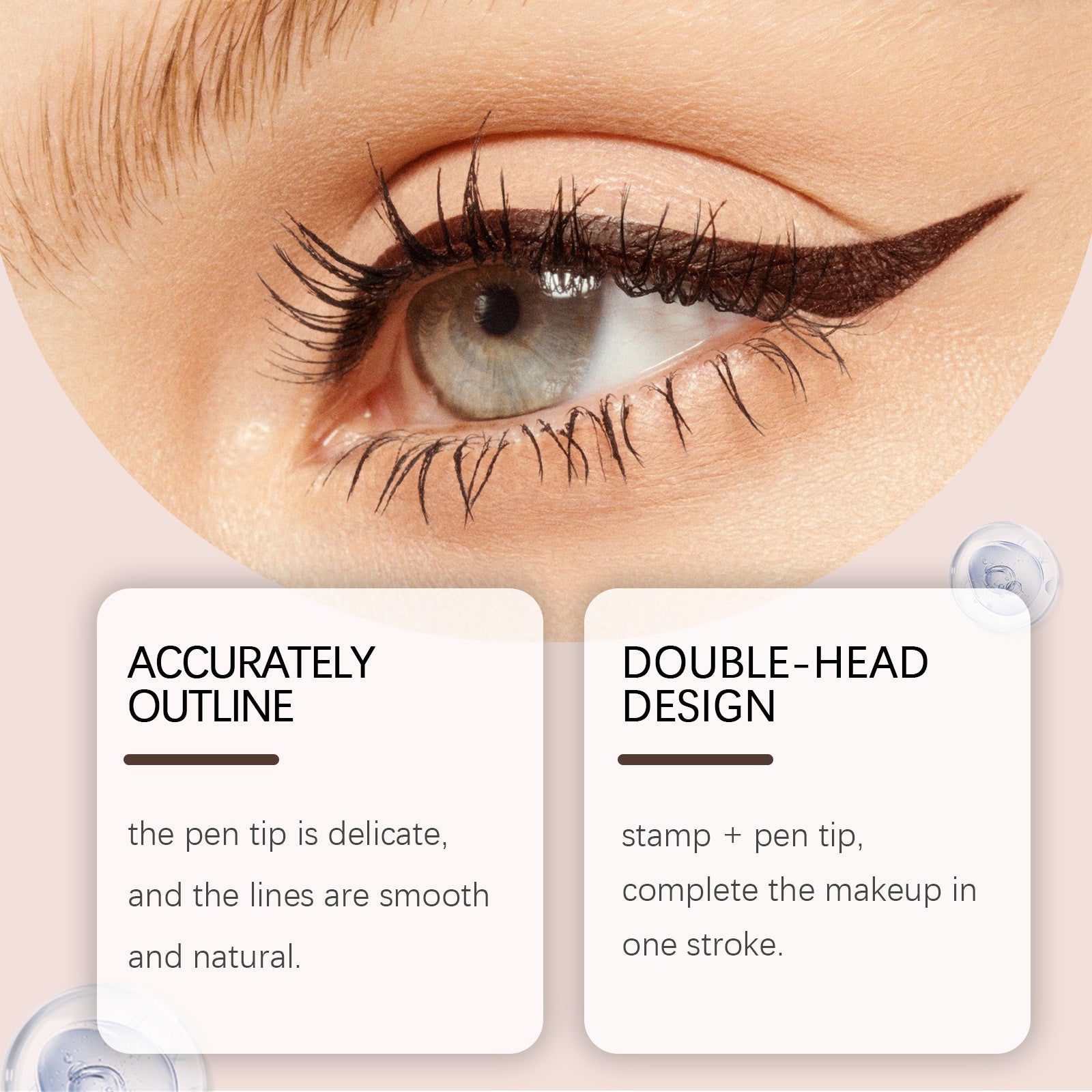 Brown Waterproof Double-Ended Eyeliner Pen, Easy Eye Makeup, Smudge-Proof, Portable ,2.1ml