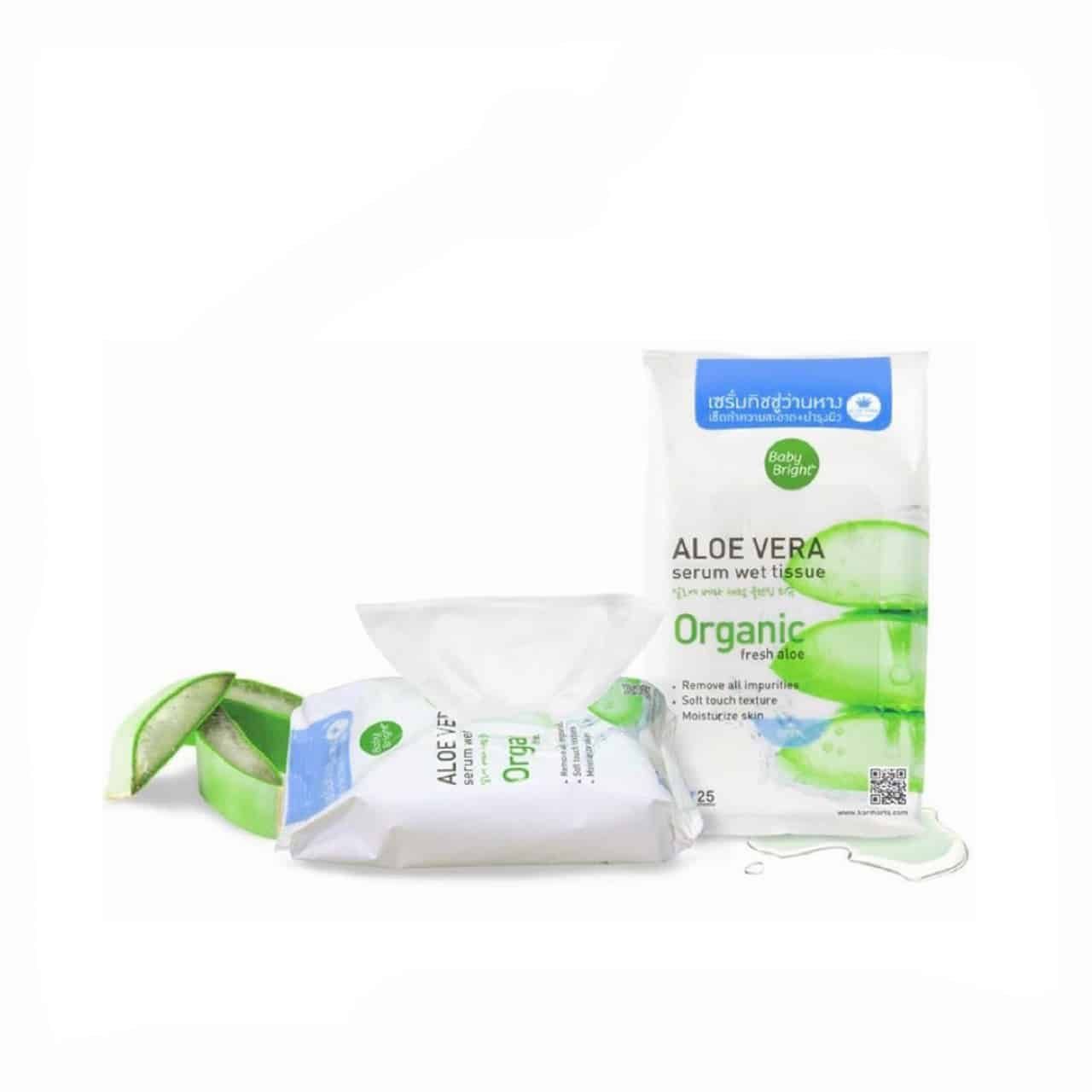 ALOE VERA SERUM WET TISSUE 25 SHEETS BABY BRIGHT (B)