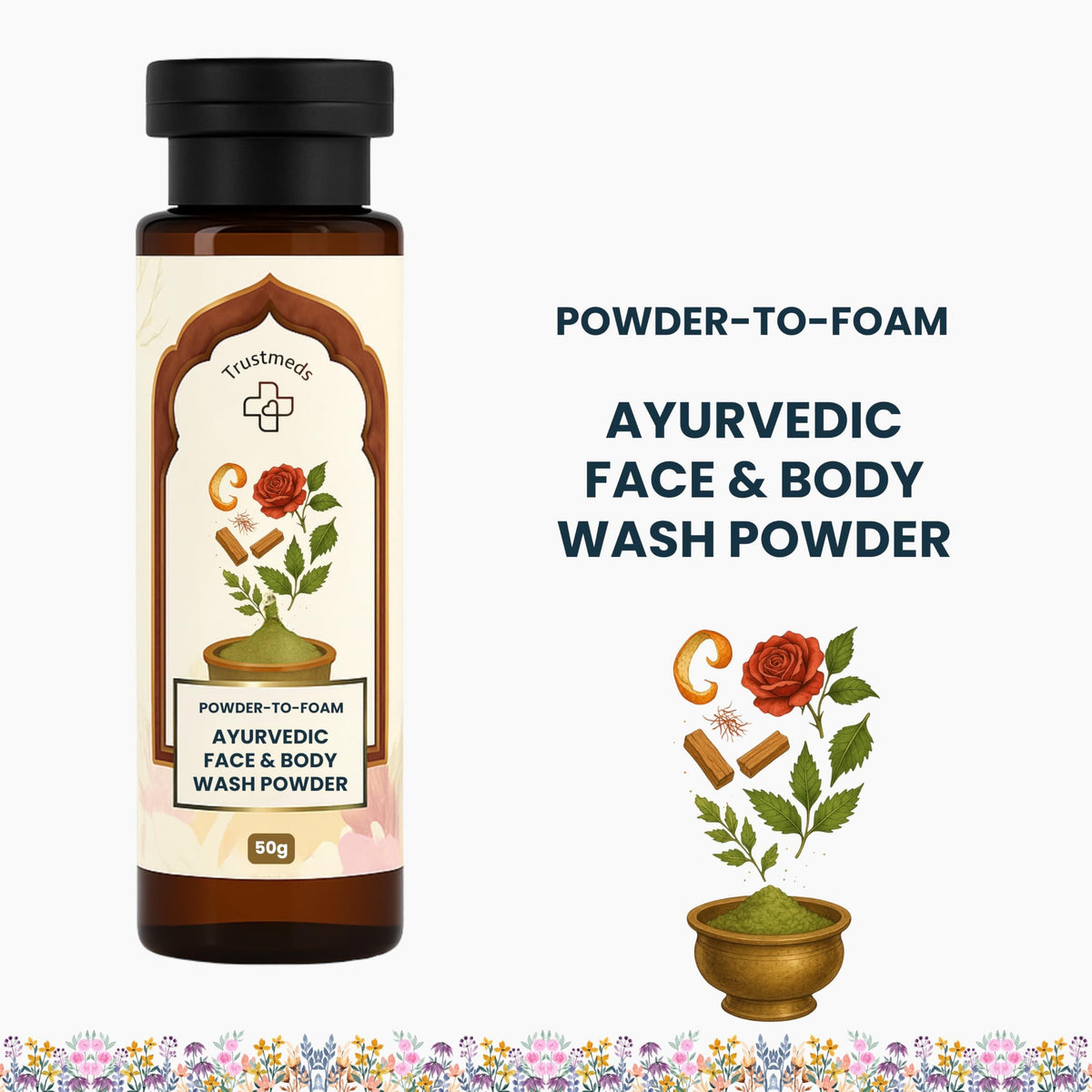 Trustmeds Ayurvedic Ubtan Face & Body Wash Powder