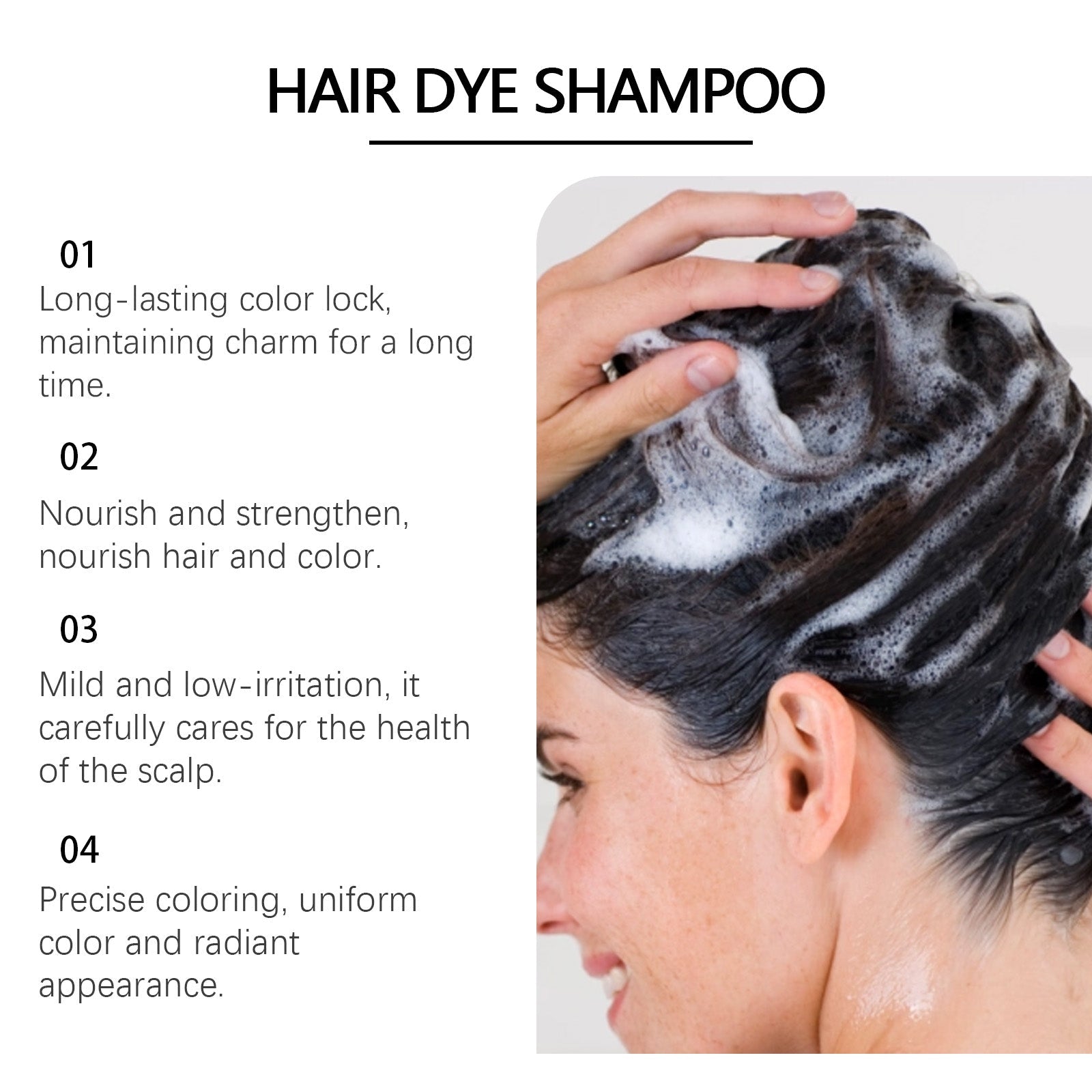 Black Hair Dye Shampoo, Herbal Hair Care, Nourishing, Scalp & Damage Repair ,100ml