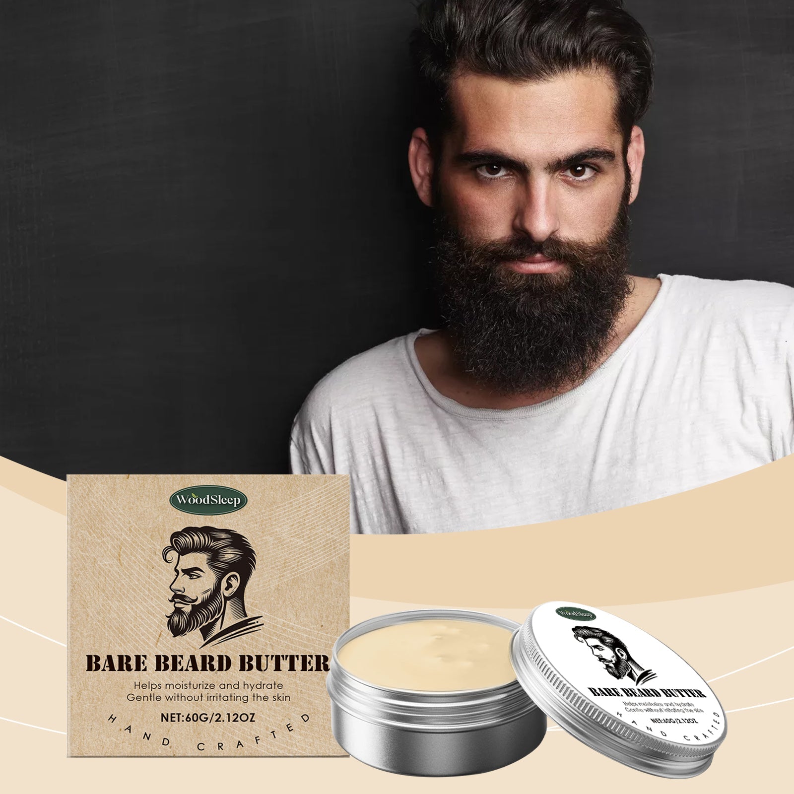 Men's Beard Care Wax, Nourishing, Moisturizing, Style & Grooming Essential ,60g