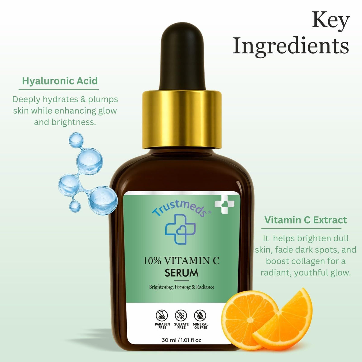 Trustmeds Vitamin C Face Serum with Hyaluronic Acid