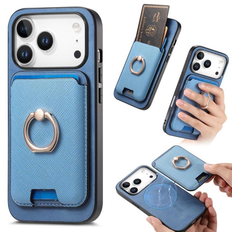 For iPhone 18 Pro Max / iPhone 17 Pro Max Retro Cross Leather Card Bag MagSafe Phone Case