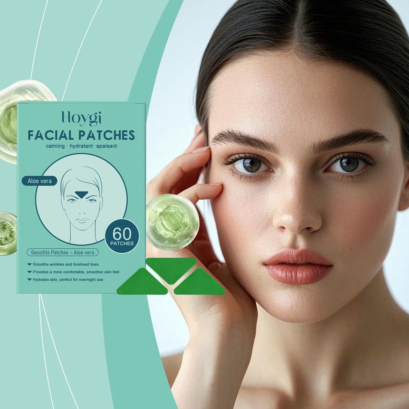 Aloe Vera Forehead Patches, Hydrating and Moisturizing, Reduce Fine Lines, Firming ,60pcs