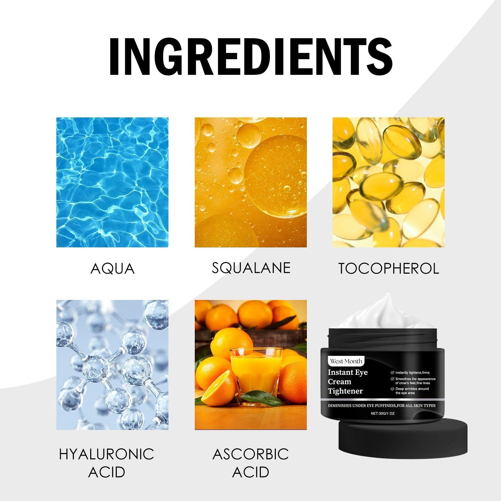 Revitalize Your Eyes with Instant Eye Cream, Dark Circles, Puffiness, Wrinkle Repair, Hydrating Eye Care ,30g