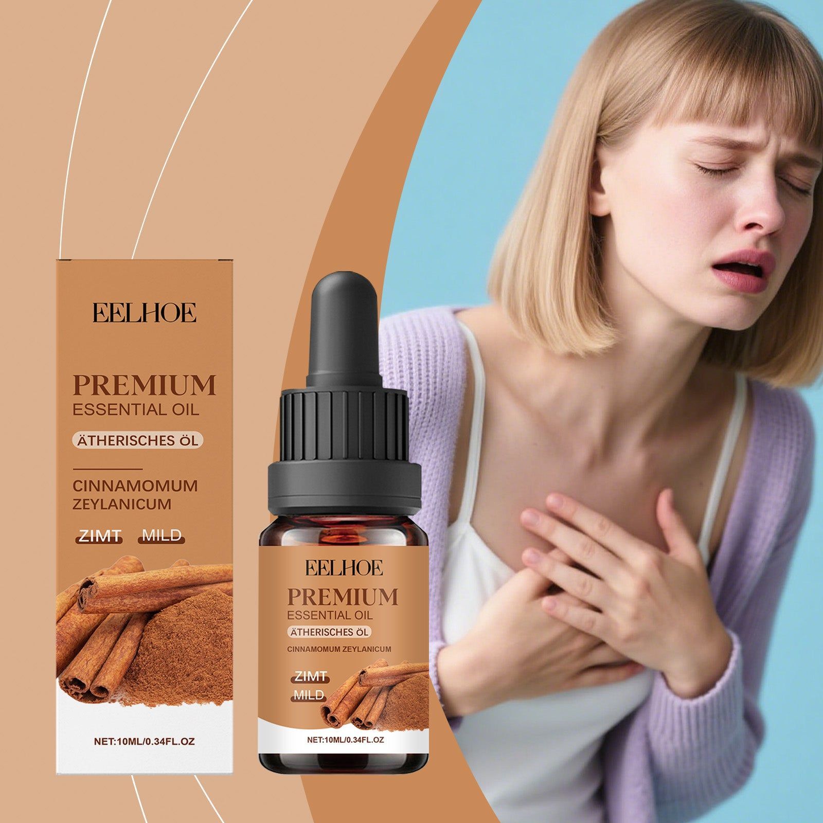 Cinnamon Body Care Essential Oil, Aromatherapy Moisturizer, Mood Booster ,10ml