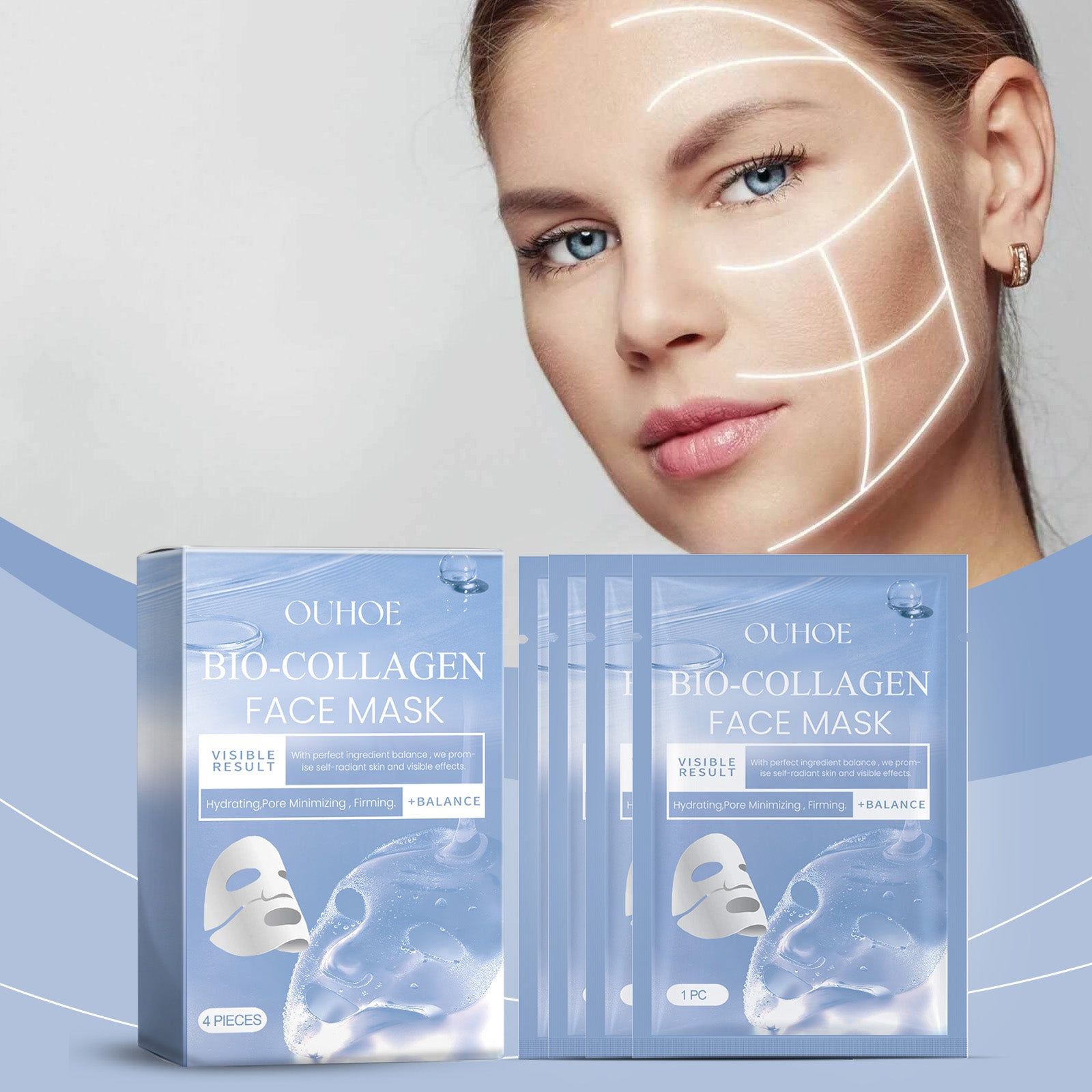 Collagen Mask Set for Firming Skin, Hydrating, Anti-Aging, Brightening ,4 pieces
