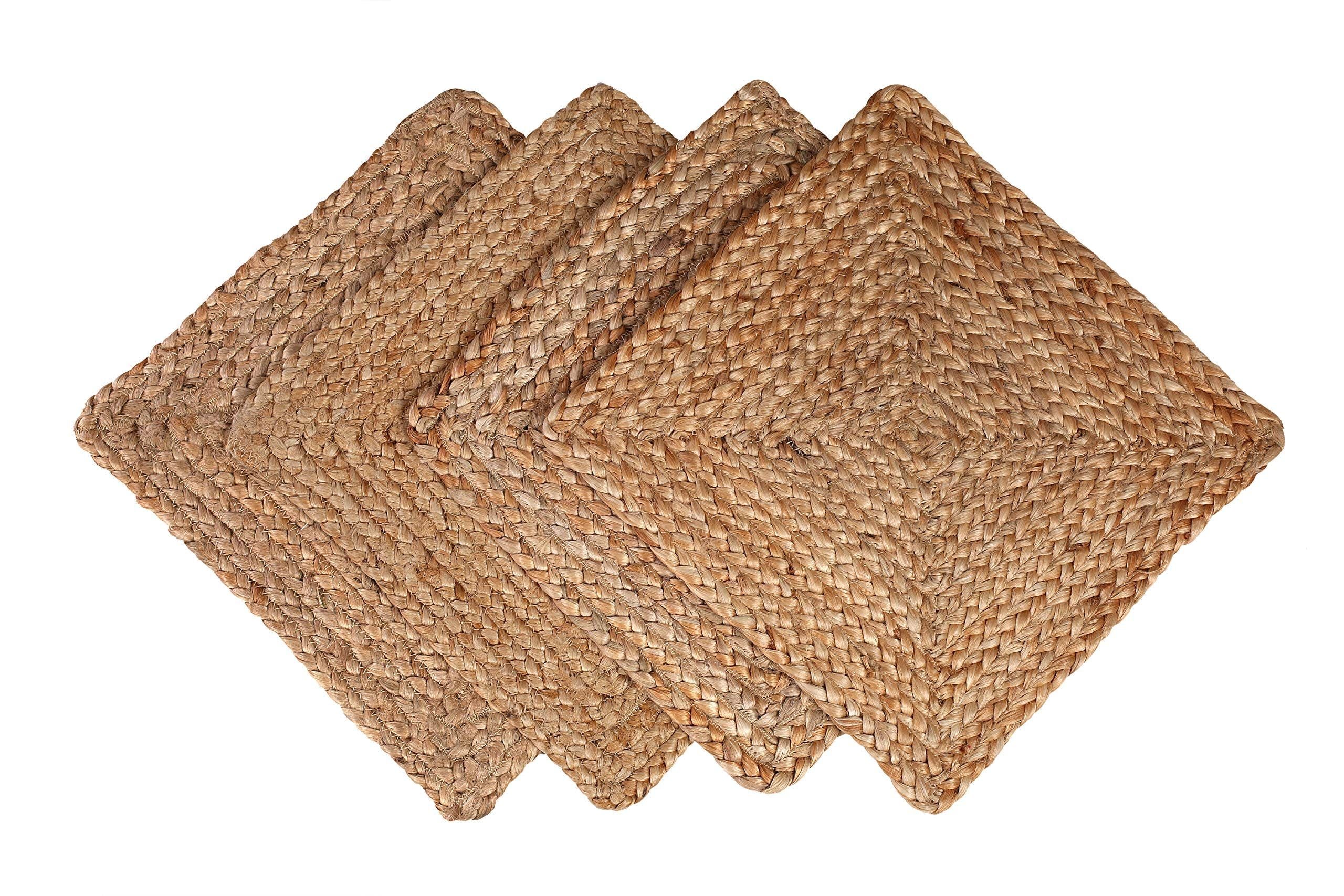 Set of 4 Jute Braided Nonslip Reversible Placemats