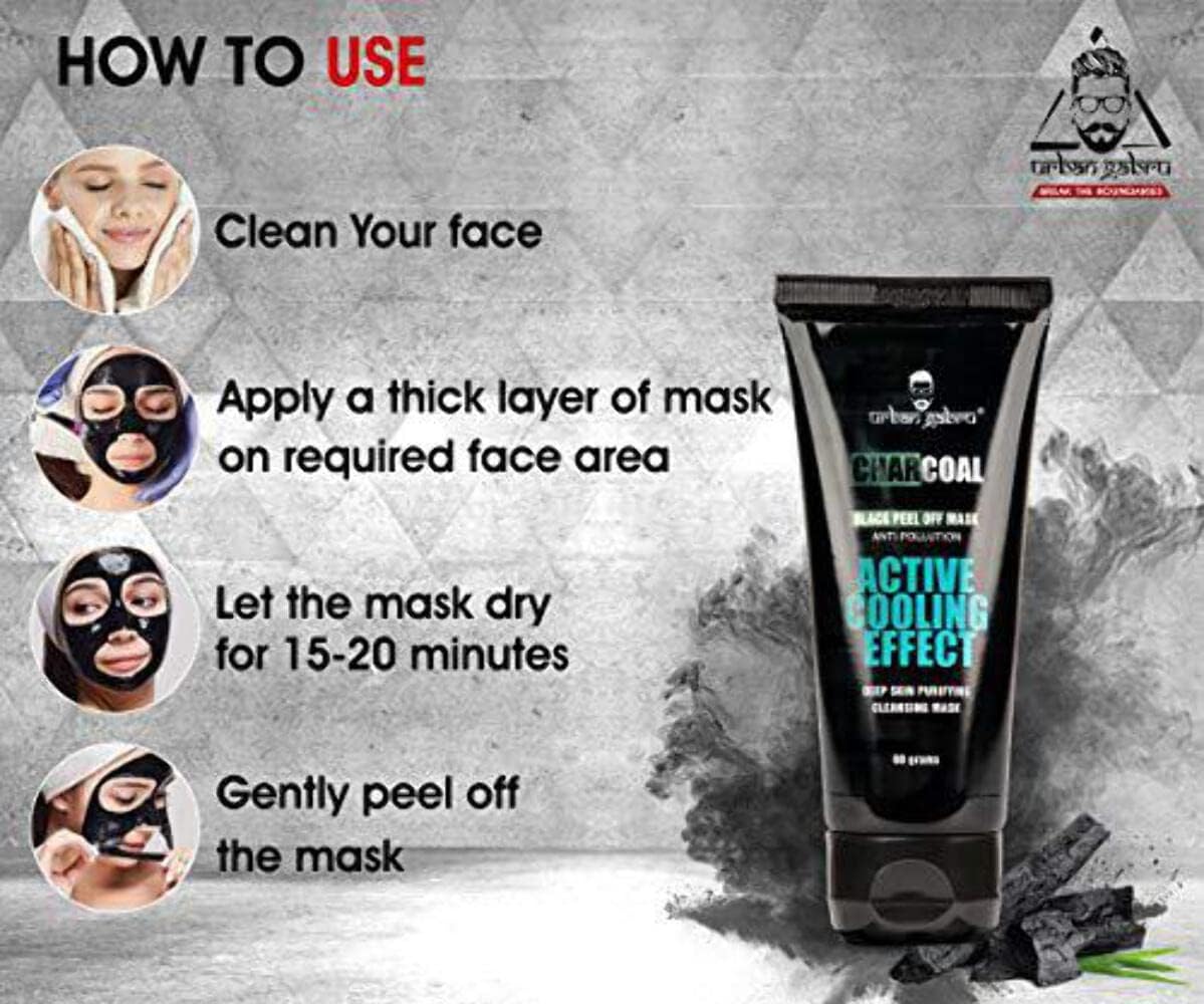 Urban Gabru Charcoal Peel Off Mask for Men & Women  120 g