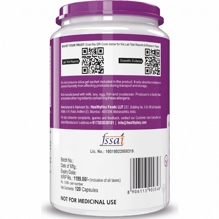 HealthyHey Potassium Citrate 730mg - 120 Vegetable Capsules