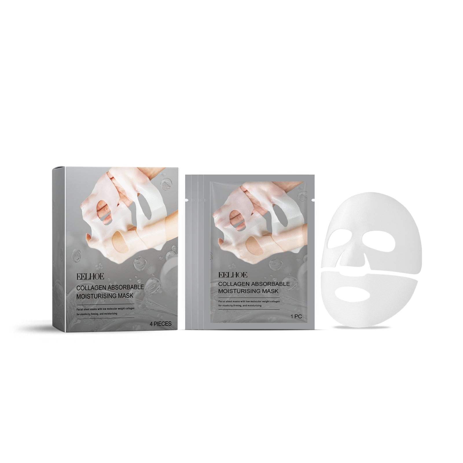 Collagen Facial Mask, Hydrating, Anti-Aging, Nourishing, Moisturizing, Skin Repair ,4 pieces