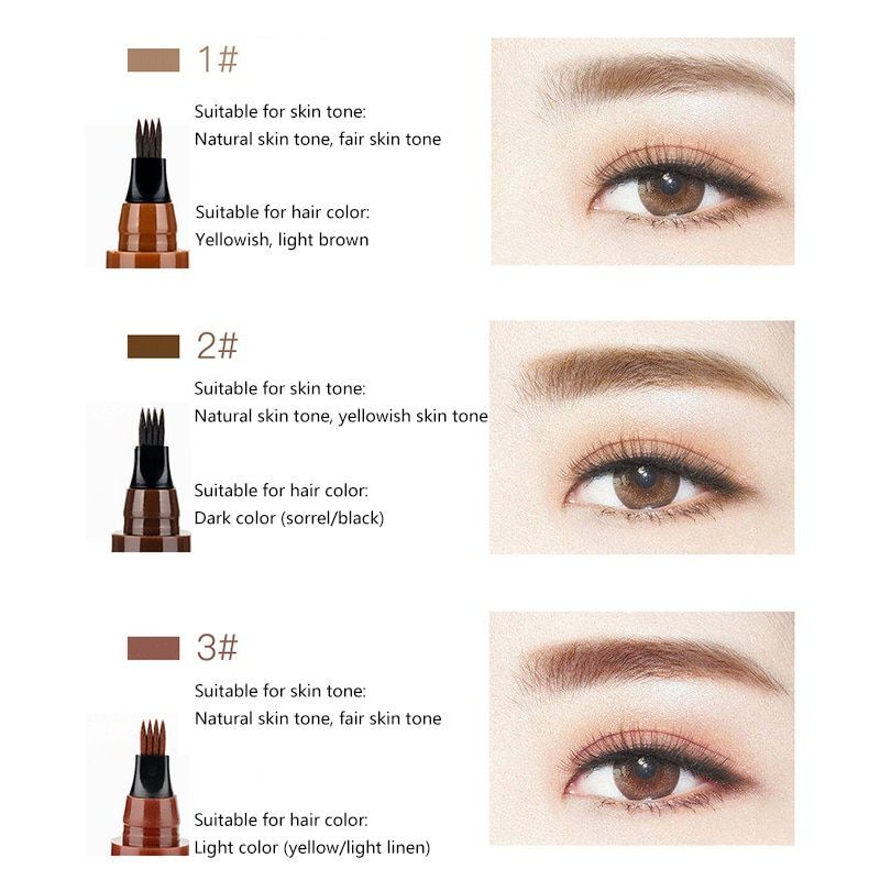 5 Pack Tattoo Eyebrow Pen Waterproof 4 Fork Tip Liquid Pencil  Eyeliner Brown Pen