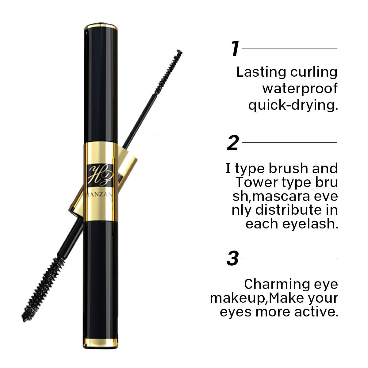 Double Head Waterproof Mascara 2 In 1 4D Curl Long Lasting Eye Makeup Set