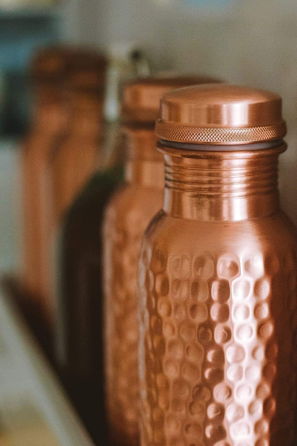 Hammered Copper Bottle 32 oz Handmade Leakproof Water Vessel