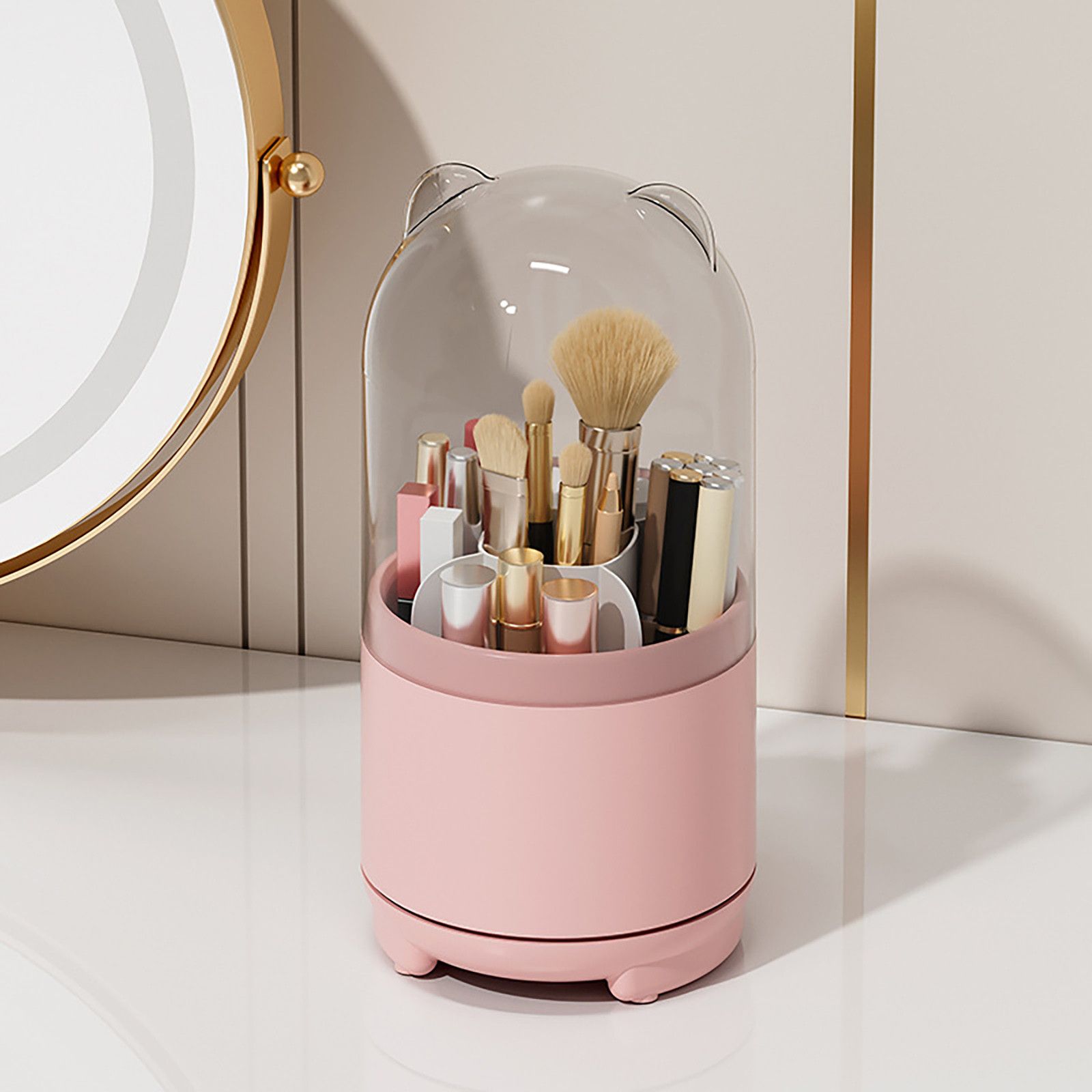 Makeup Brush Holder Dustproof Rotating Brush Organizer Pen Storage Box