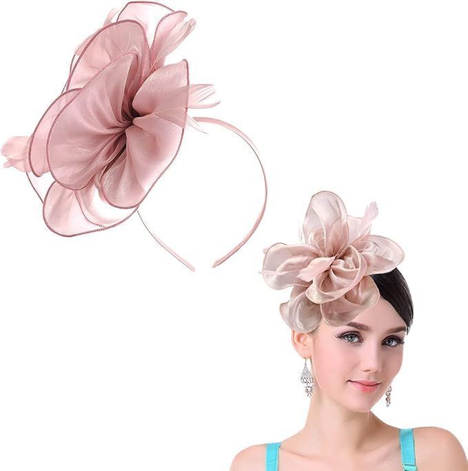 Women Vintage Fascinators Hats Headband With Clips Cocktail Tea Party Headwear For Girls Ladies