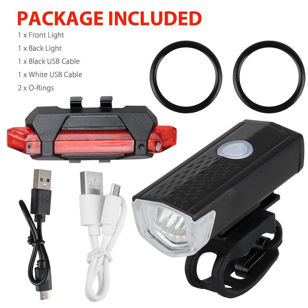 Bright LED Bike Light Set Front Headlight And Rear Taillight For Bicycle Night Ride