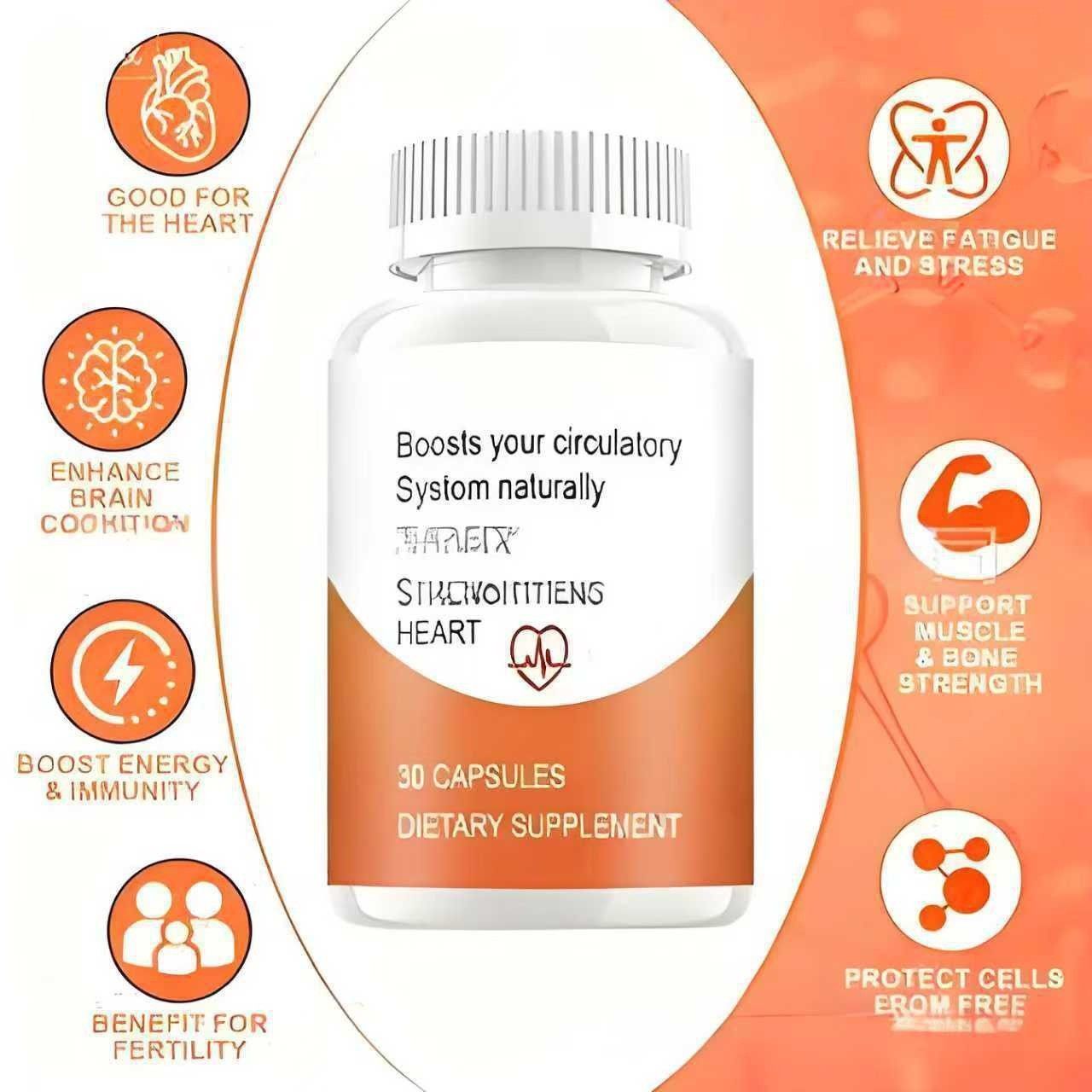 Heart Support Dietary Supplement Capsules, 30 Count - Promotes Circulatory Health & Immune Function, Antioxidant Formula