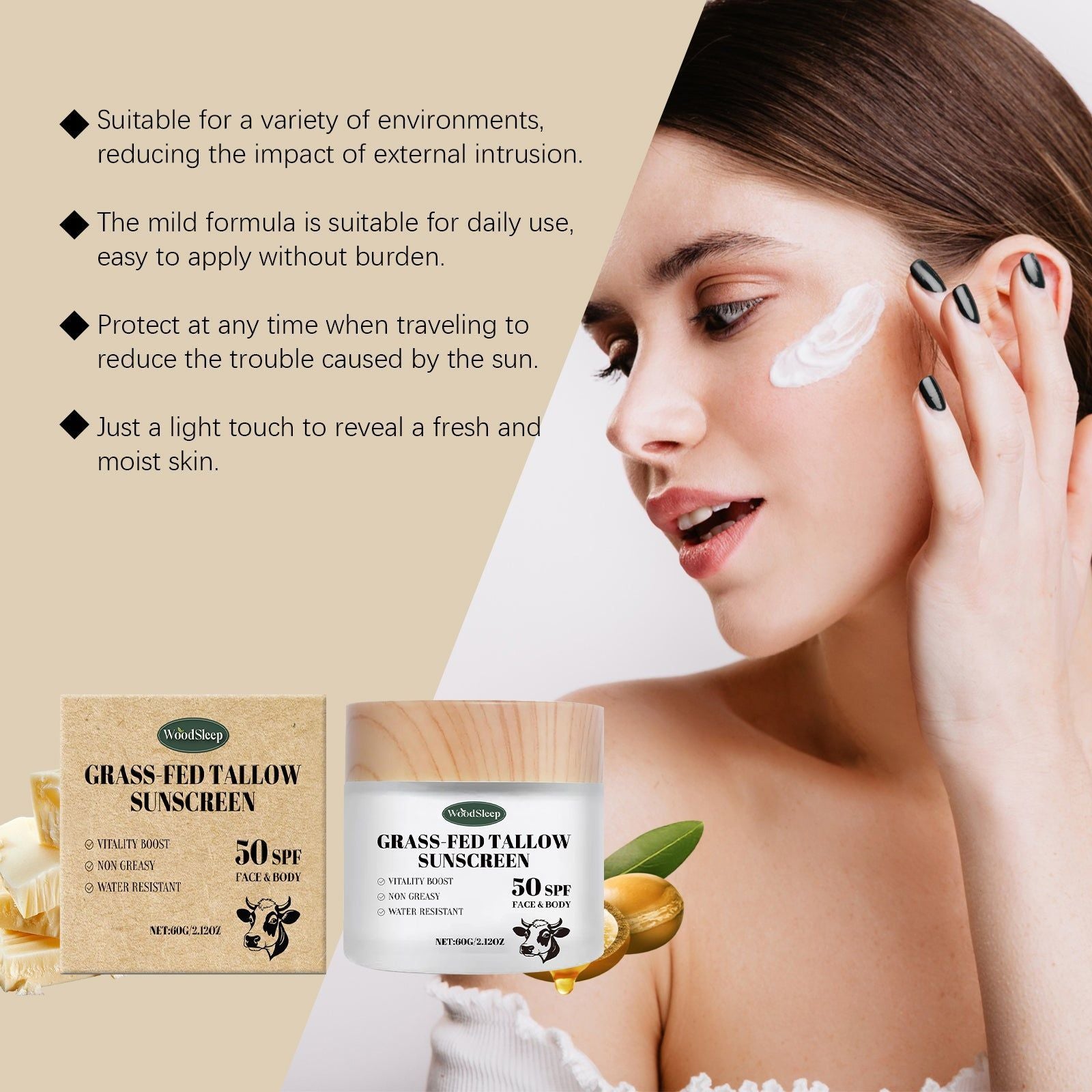 Butter Moisturizing Skin Protection Cream, Summer Breathable, UV Shield ,60g