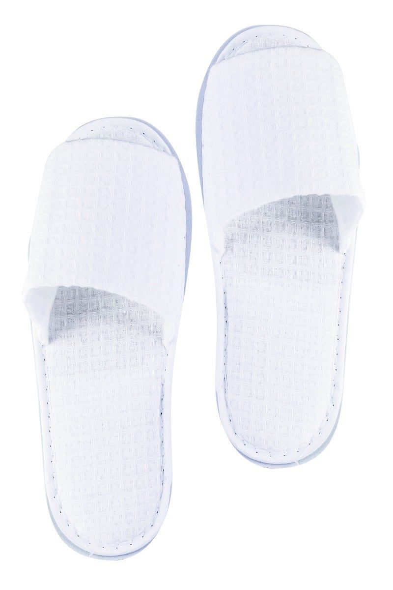 Diva Disposable Slippers Waffle Fabric Open, White, 10pcs/Pack