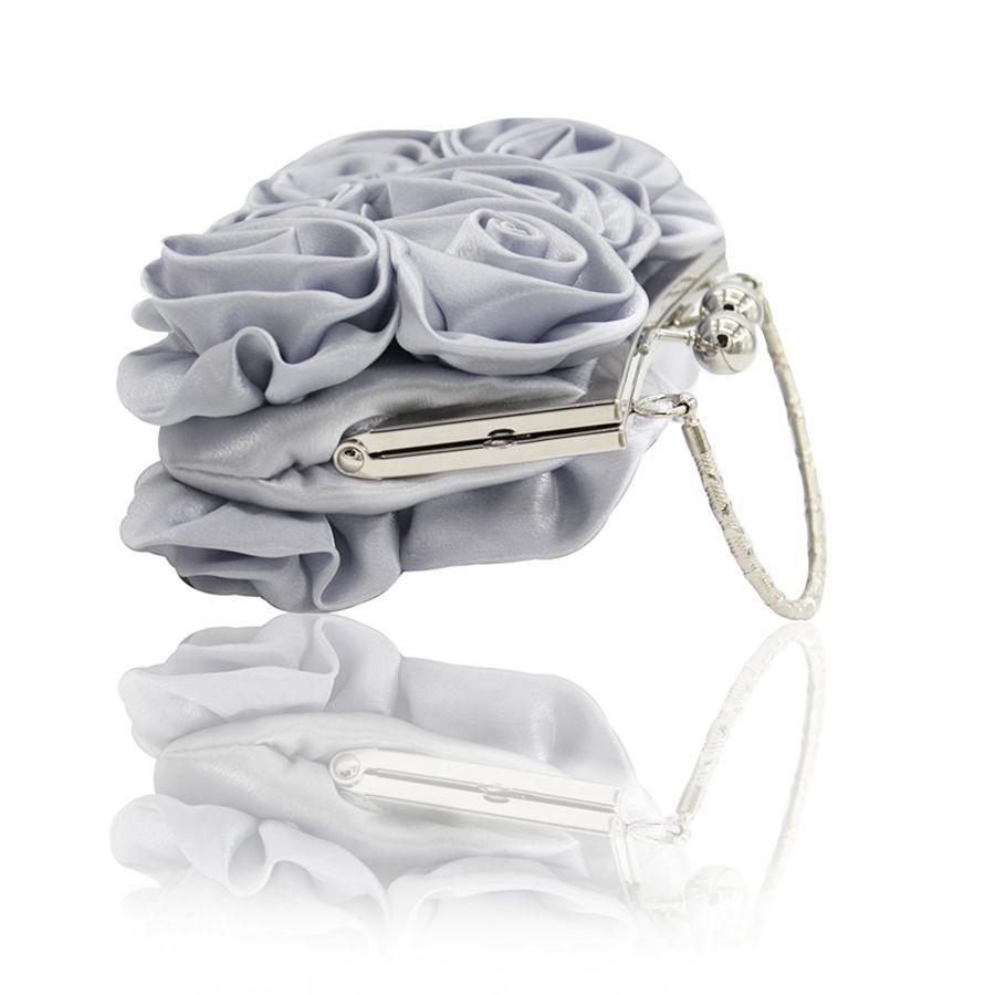 Woman Evening Bag Flower Satin Pouch Clutch Bag for Wedding Party