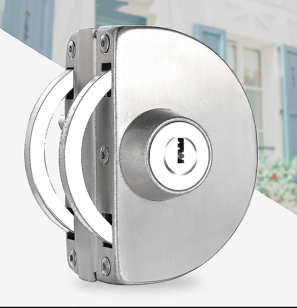 No Drill Stainless Steel Sliding Glass Door Lock With 3 Copper Keys