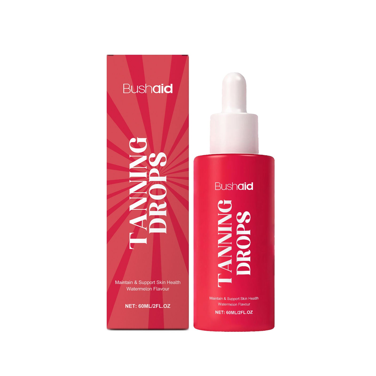 BushAid Tanning Health Drops for Body Care, Natural Skin Glow, Easy to Use ,60ml