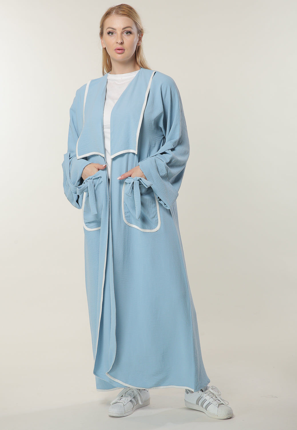 MOiSTREET Blue Casual Abaya With Pockets