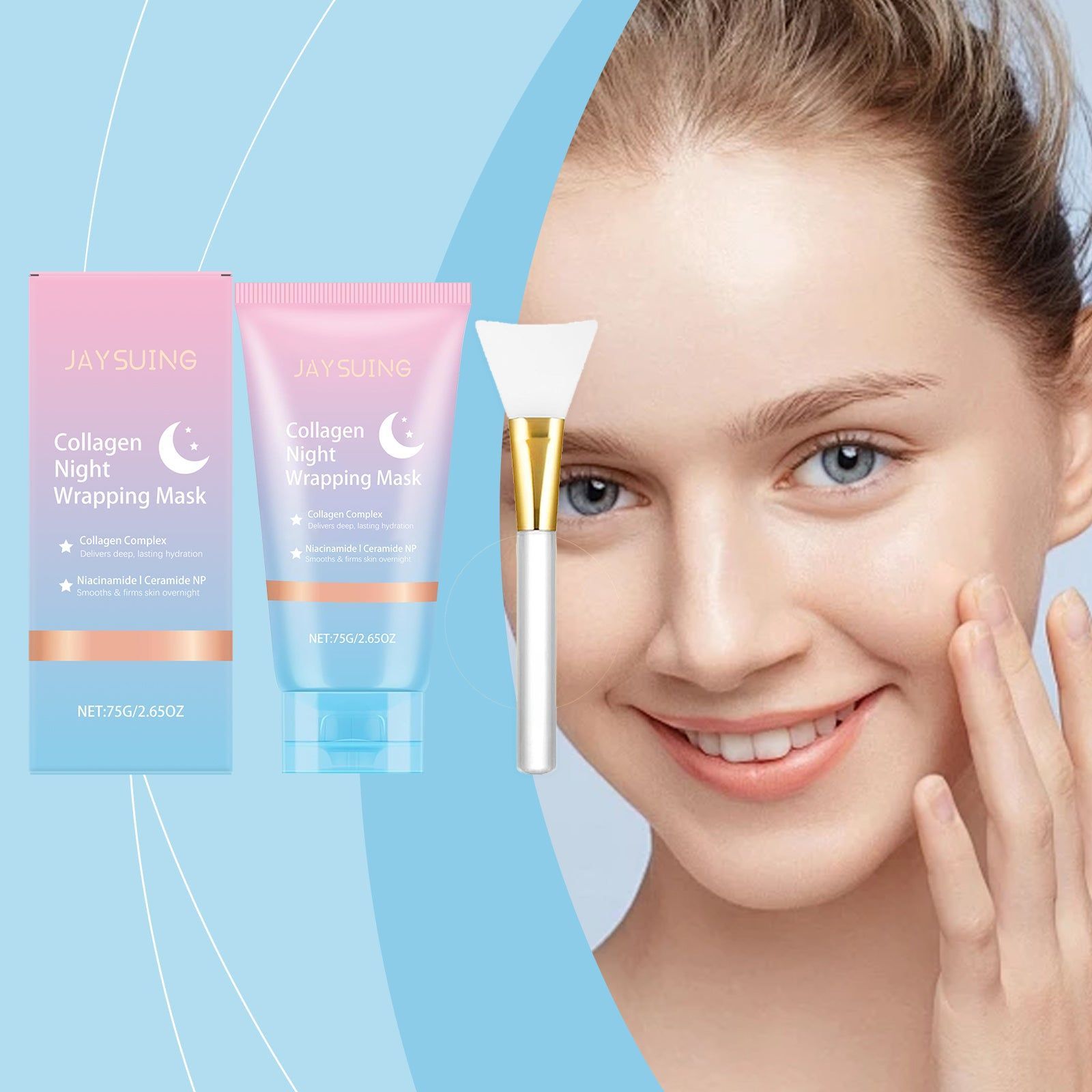 Collagen Night Peel-Off Mask, Facial Care, Hydrating, Oil Control, Nourishing, Anti-Aging ,1set