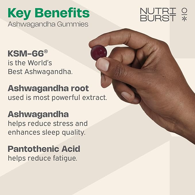 NutriBurst Ashwagandha KSM66  Tropical Fruits Flavor (60 Gummies)