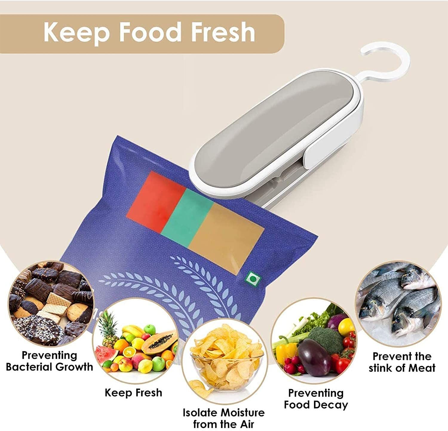 Mini Bag Sealing Machine Portable Heat Sealer Cutter Snack Clip For Food Storage