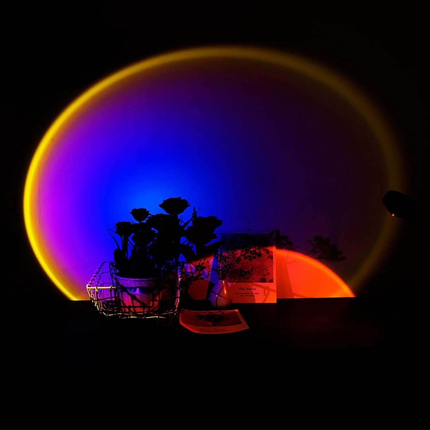 LED Sunset Projector Lamp 90 Degree Rotation Rainbow Sun Night Light