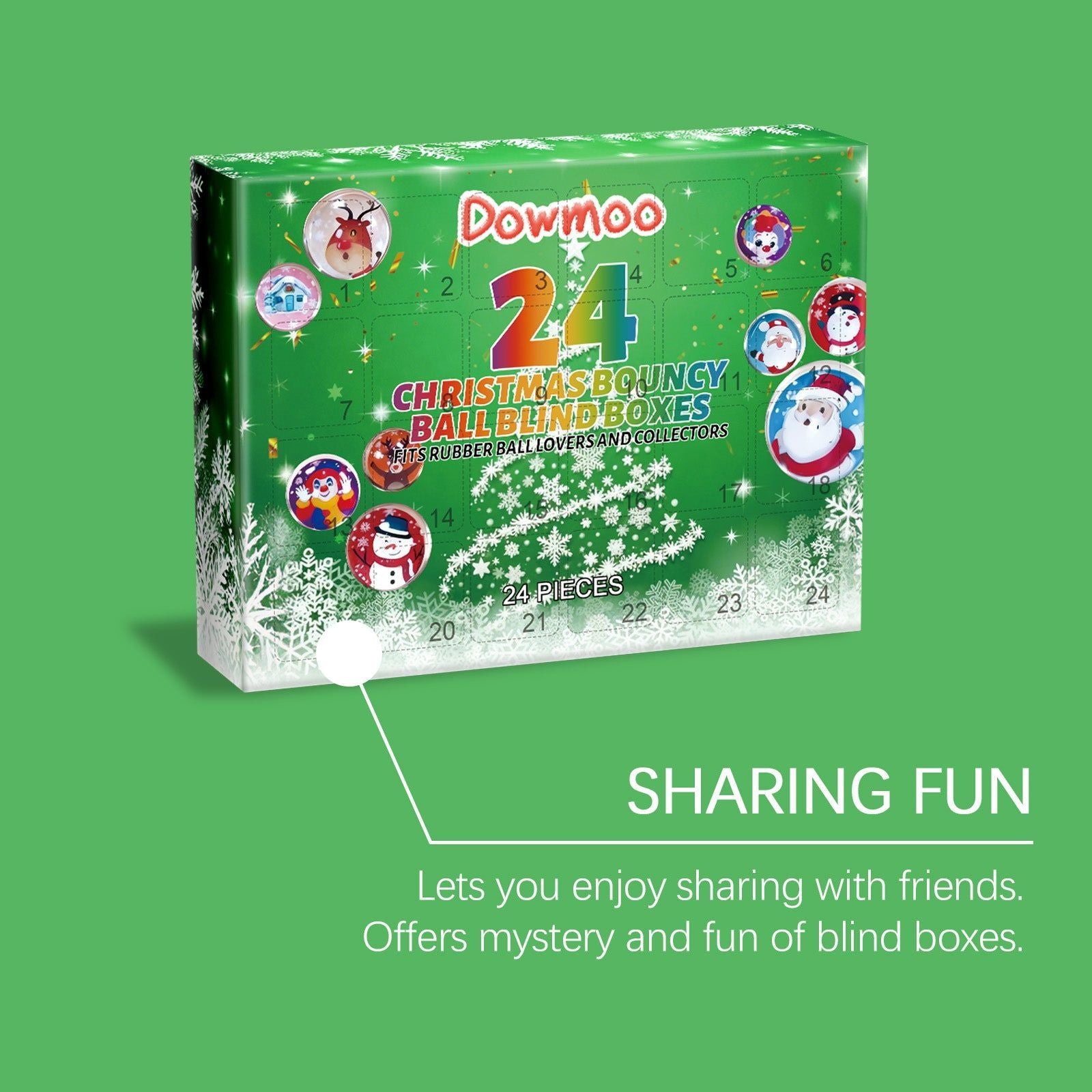 Christmas Blind Box, 24-Compartment Bouncy Balls, Holiday Gift for Kids & Adults ,24pieces