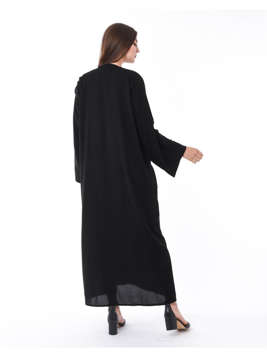 MOiSTREET Black Exotic Abaya with Hand Embroidery and Patchwork
