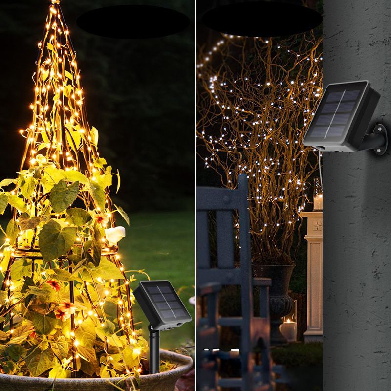 Outdoor Solar Copper Wire Lights Waterproof Fairy String Lamp With 8 Modes