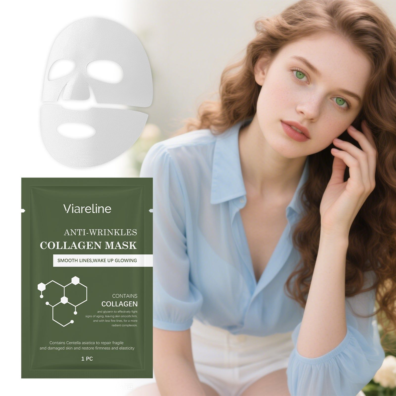 Collagen Mask, Facial Care, Hydrating, Brightening, Anti-Aging, Skin Elasticity ,1pcs