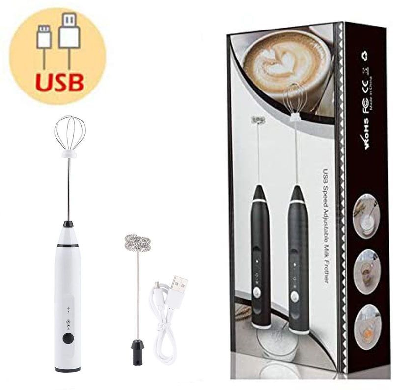 Electric Milk Frother Handheld Foam Maker USB Egg Beater Rechargeable Drink Mixer With 3 Speeds