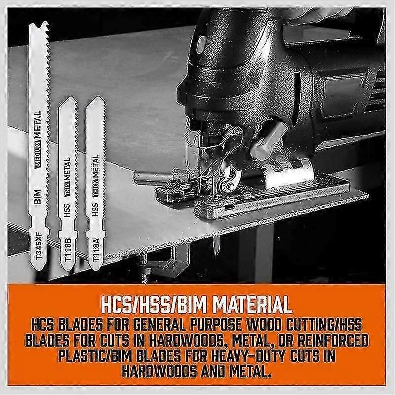 25 Pcs T Jig Saw Blade Set, T- Blades For Wood, Plastic And Metal Cutting