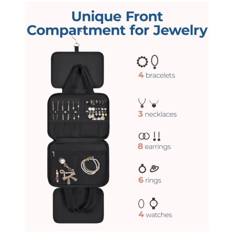 Hanging Travel Toiletry Bag Earrings Organiser Jewellery Bag Travel Organizer