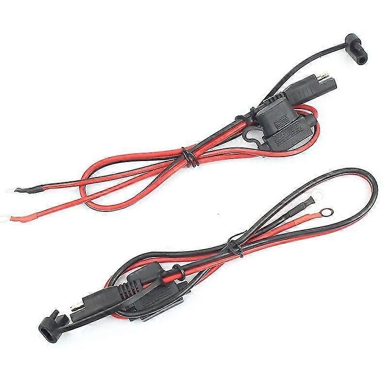 2pcs Motorcycle Battery Charger Sae Charging Cable Sae Quick Disconnect Plug To 12v Ring Terminal