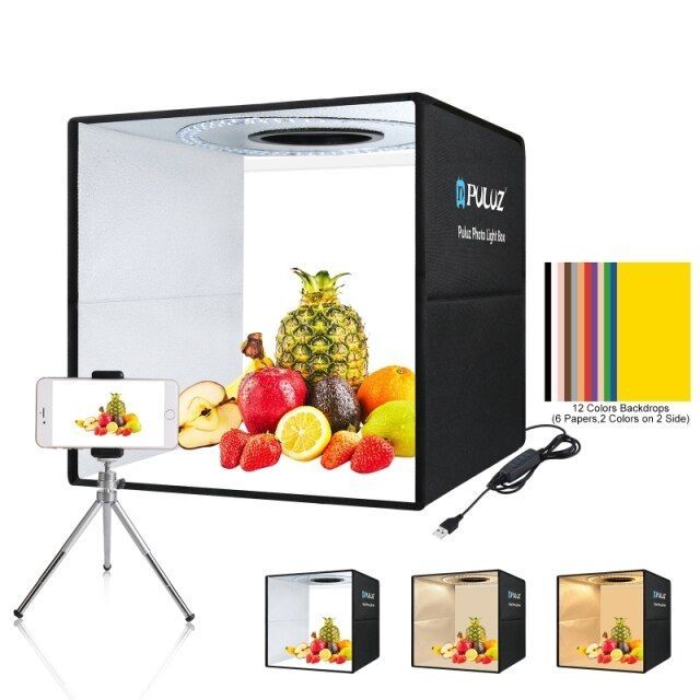 Professional Jewelry Lightbox 40x40cm Photo Box Studio Shoot Stand Kits LED Lamp