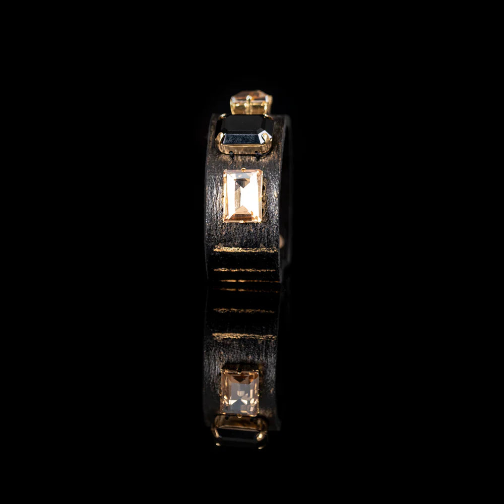 The Dark Noir Ascendant Crystal Leather Cuff