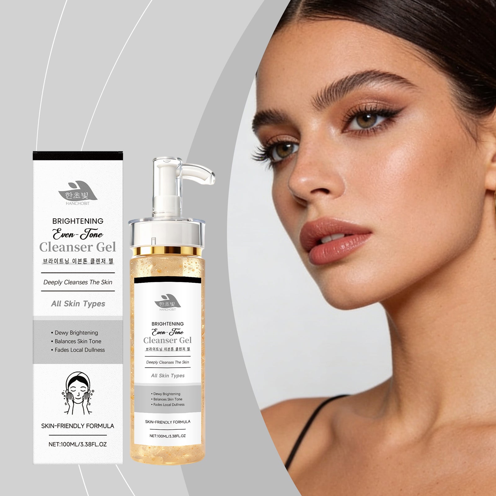 Cleansing Gel for Balanced Water and Oil, Gentle Foaming, Clear Pores, Radiant Skin ,100ml